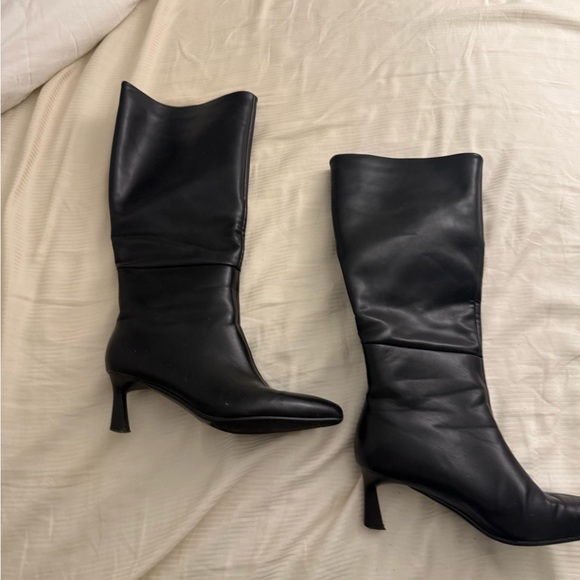 Knee High Black Boots with Wider Calf - Picture 3 of 9